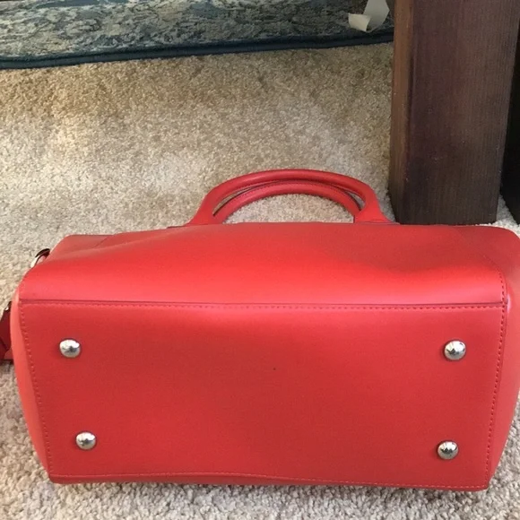 Vera Bradley dark orangish red faux leather zippered satchel. - Picture 8 of 12